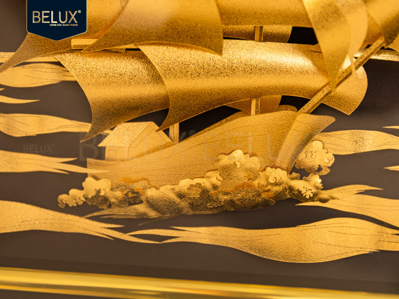 Tranh Thuyền Dát Vàng 24k 58x36cm